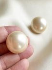 Ronde faux parel clip oorbellen