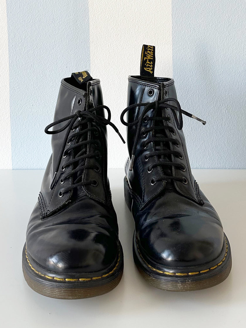 Zwarte leren enkellaarzen | 42