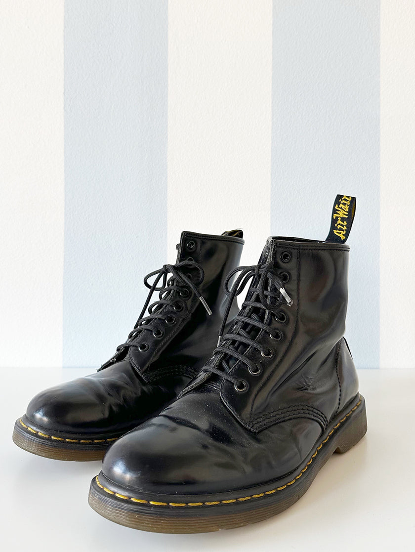 Zwarte leren enkellaarzen | 42