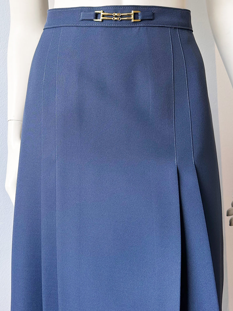 Blauwe 70s plooirok