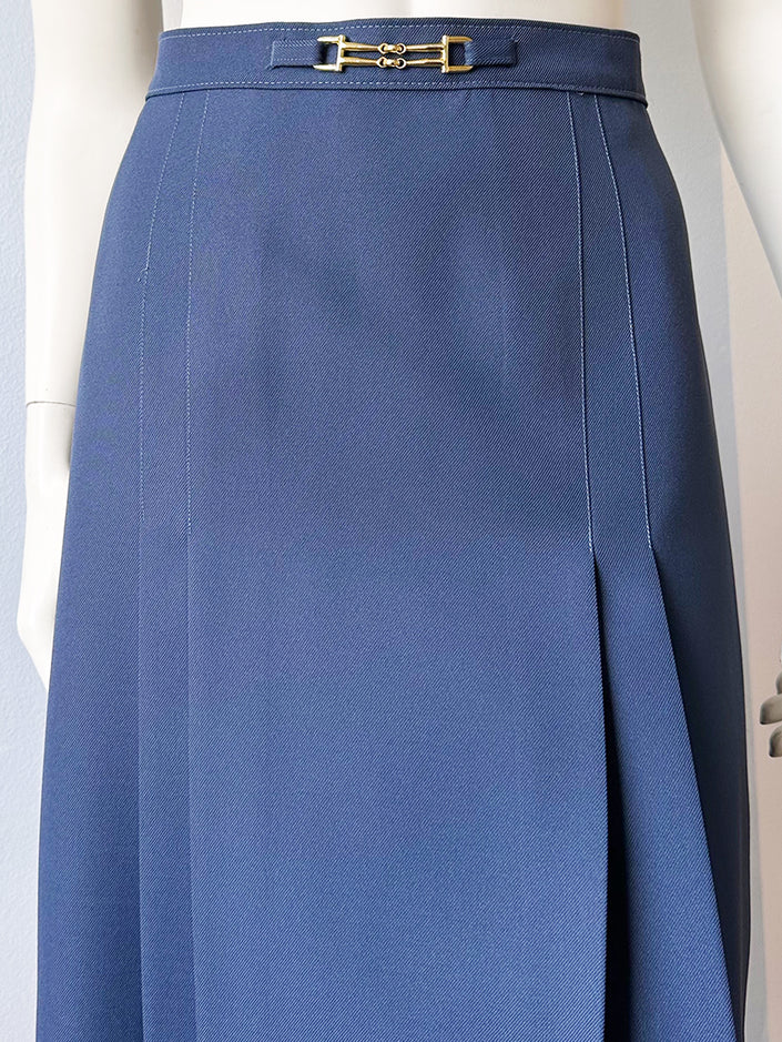 Blauwe 70s plooirok