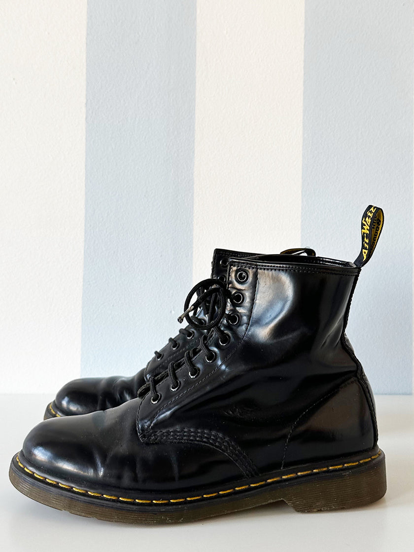 Zwarte leren enkellaarzen | 42