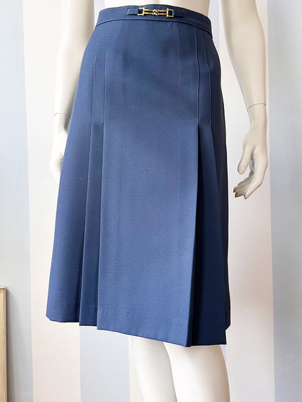 Blauwe 70s plooirok