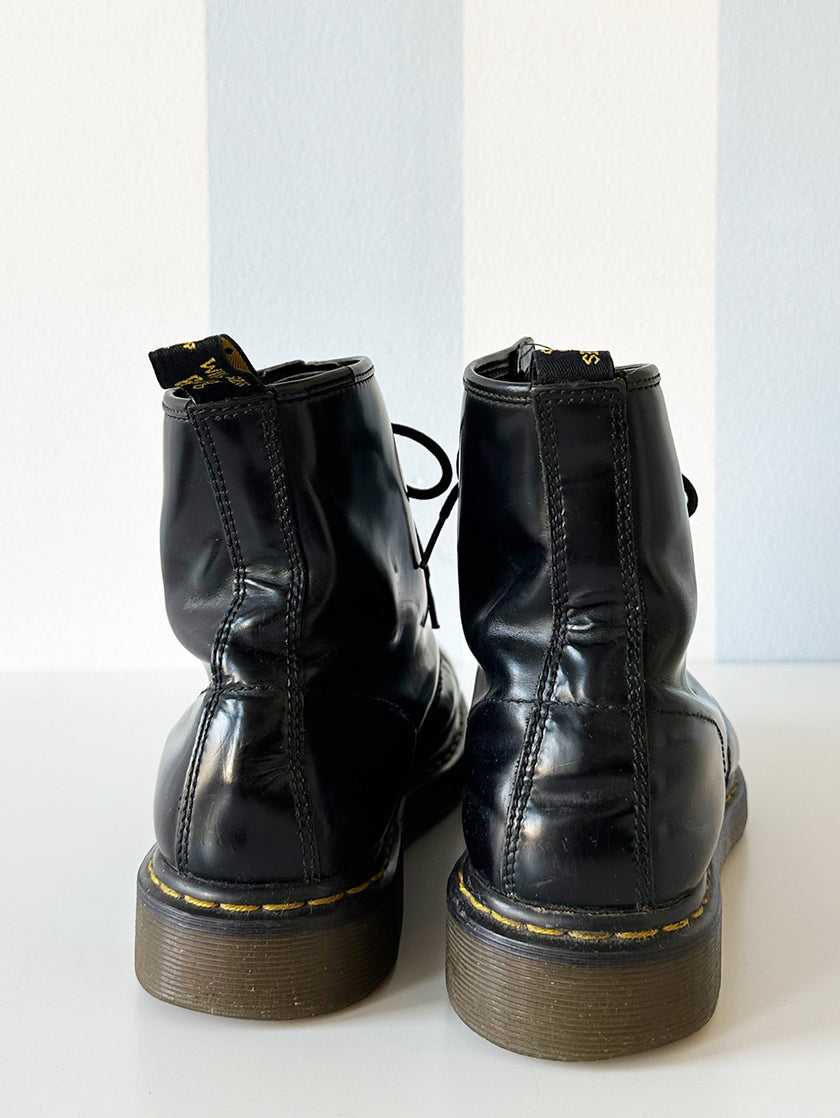 Zwarte leren enkellaarzen | 42