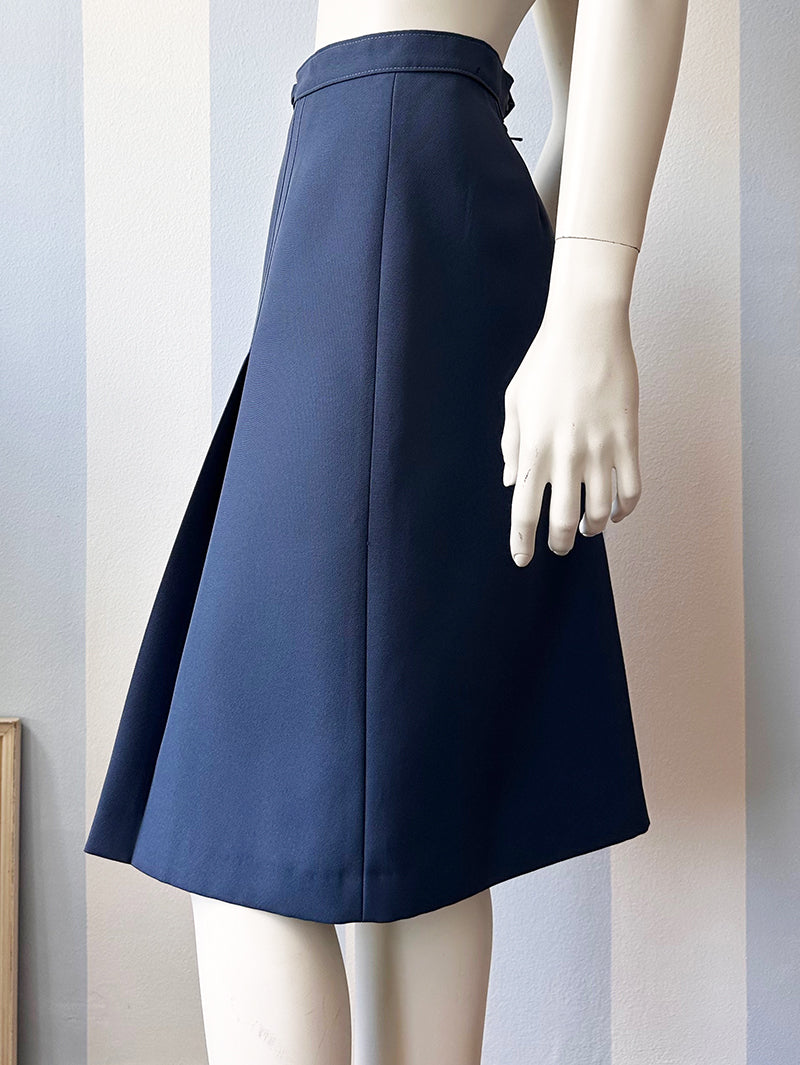 Blauwe 70s plooirok