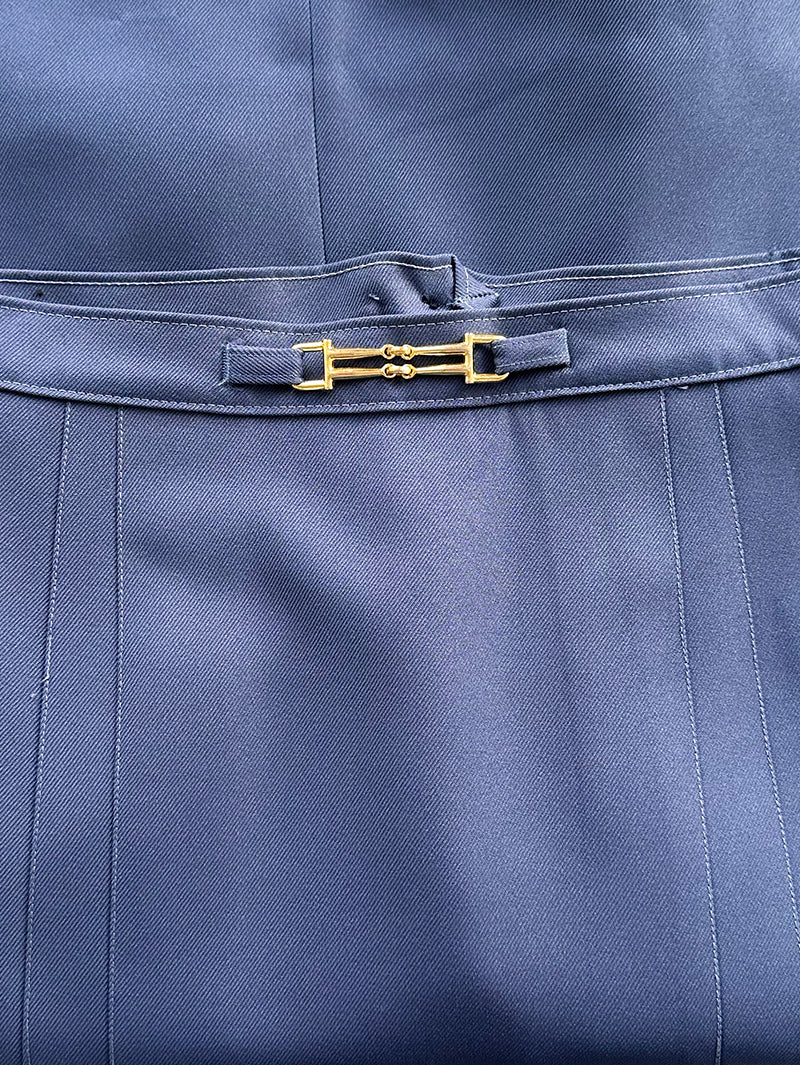 Blauwe 70s plooirok