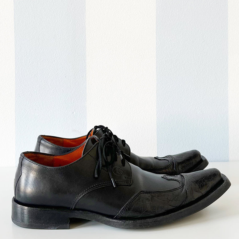 Zwarte leren veterschoenen | 39