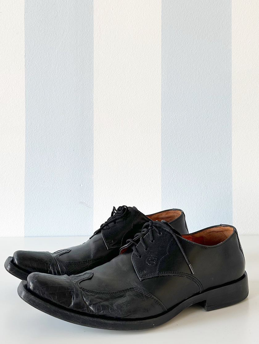 Zwarte leren veterschoenen | 39