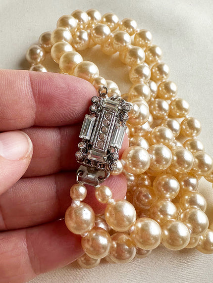 Triple parelketting avec art deco slotje