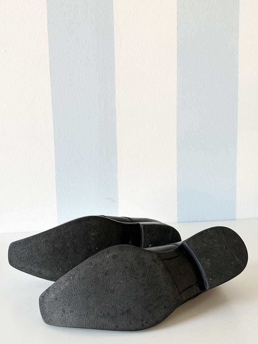 Zwarte leren veterschoenen | 39