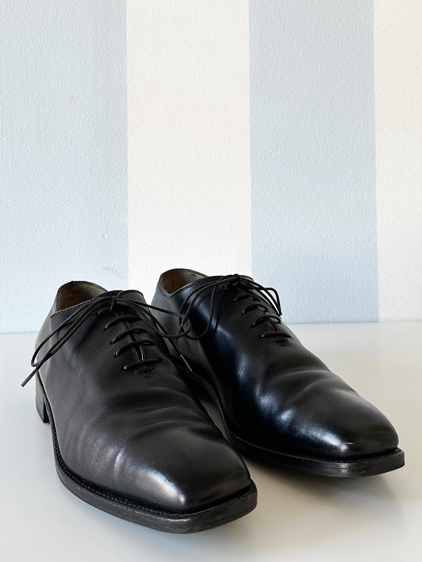 Zwarte leren designer veterschoenen | 41