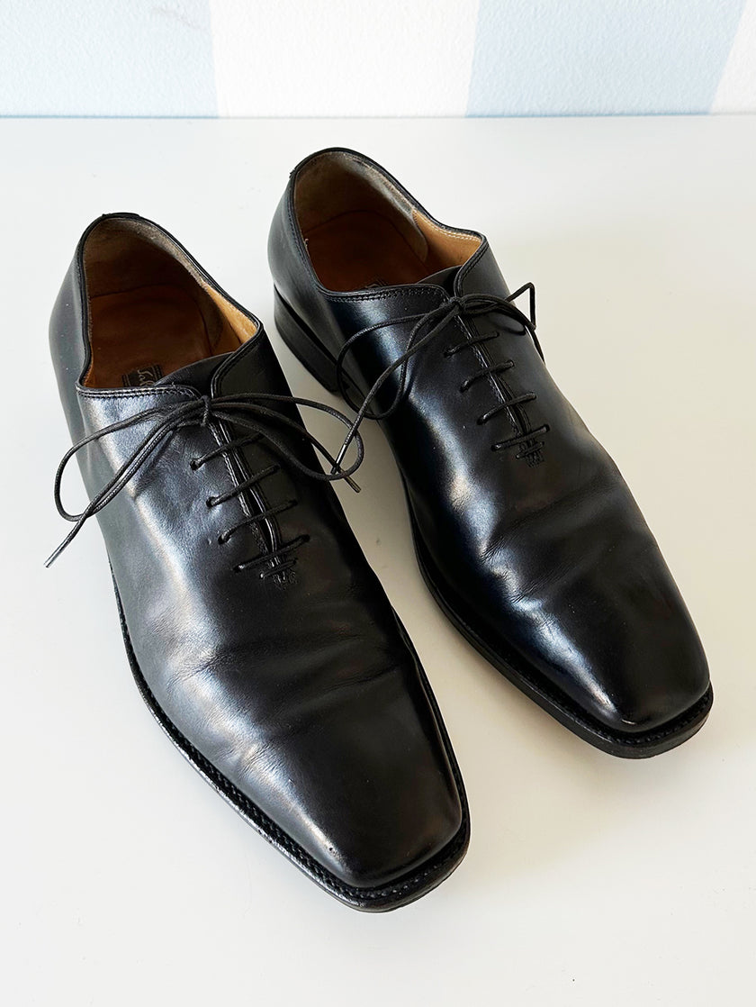 Zwarte leren designer veterschoenen | 41