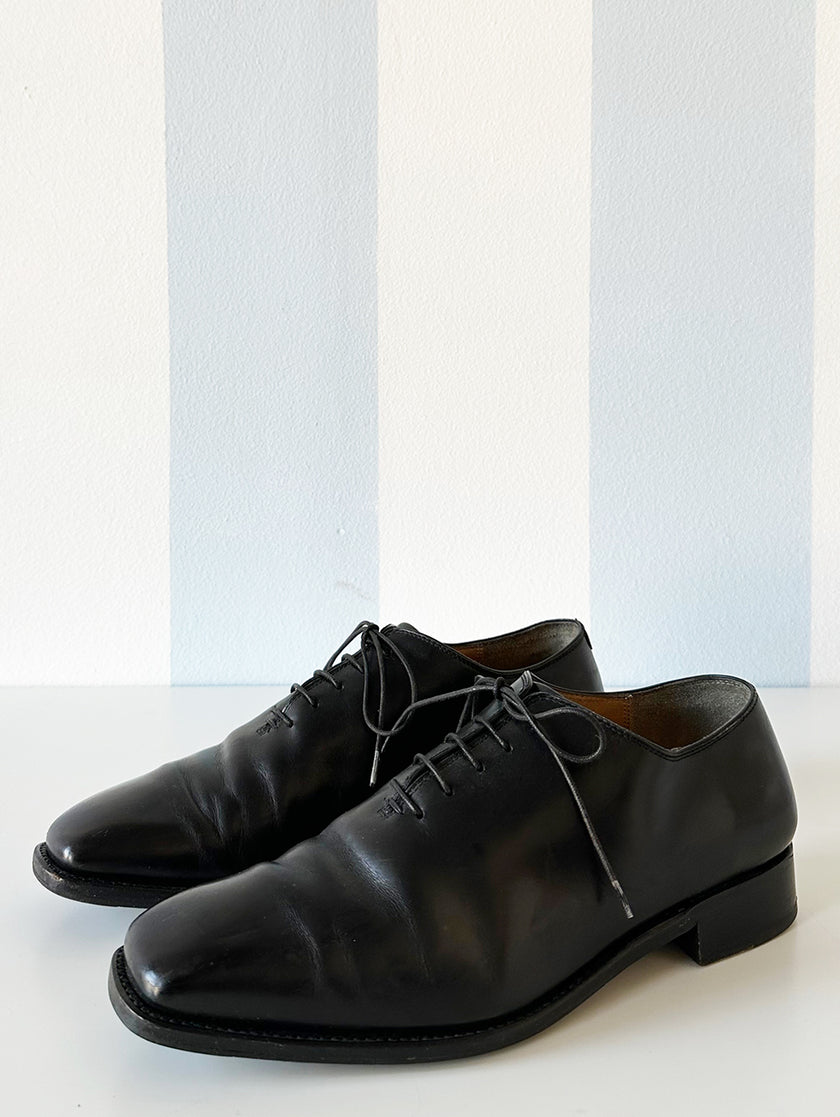 Zwarte leren designer veterschoenen | 41