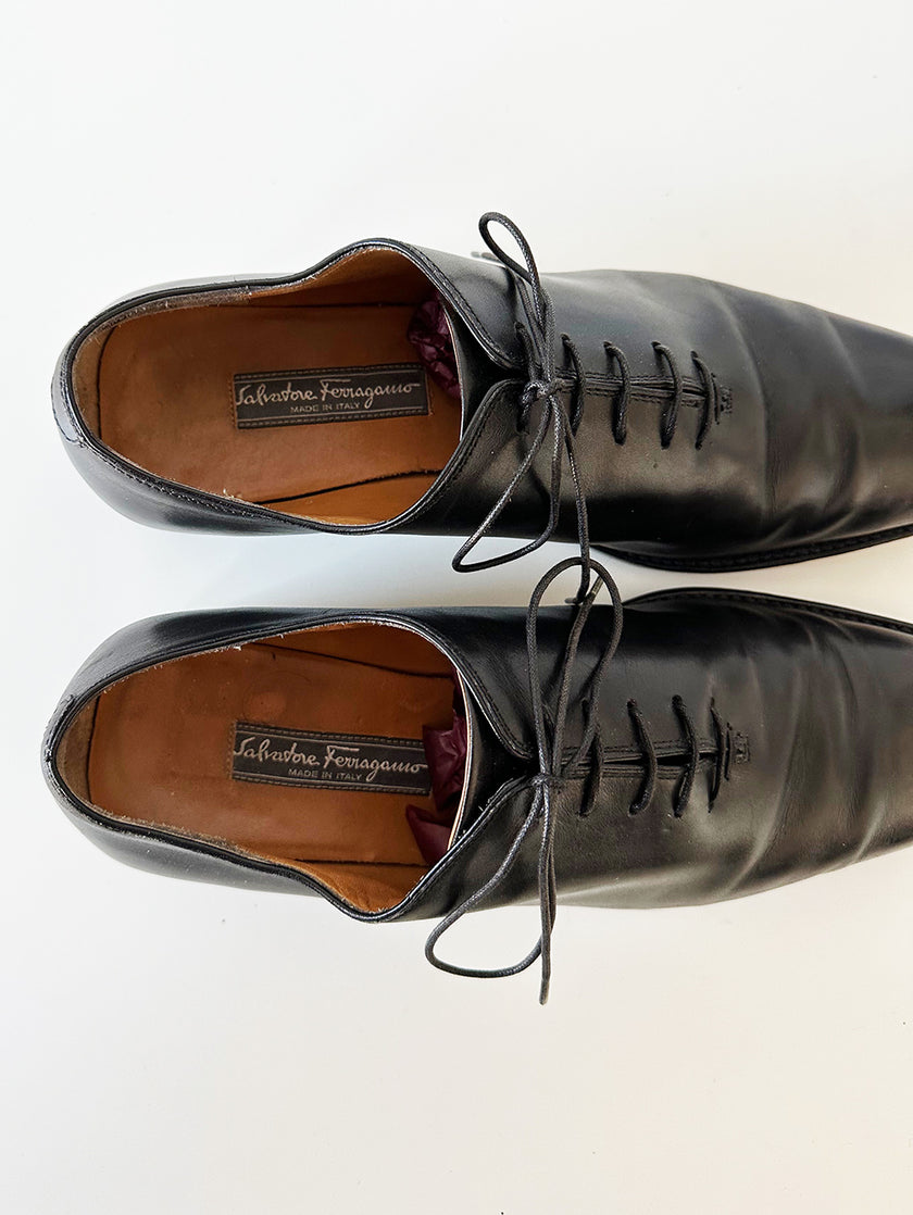 Zwarte leren designer veterschoenen | 41