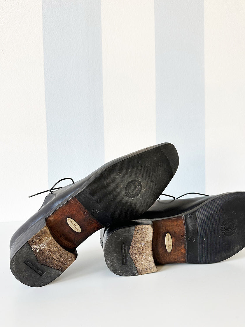 Zwarte leren designer veterschoenen | 41