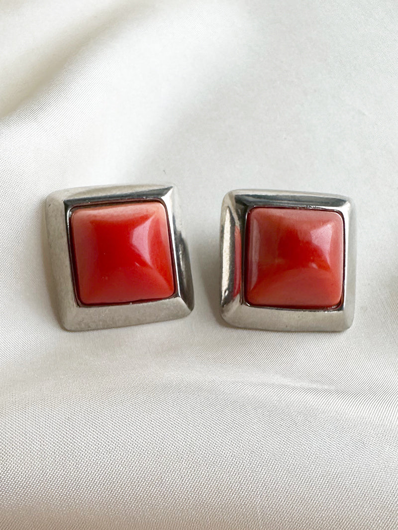 Vierkante clip oorbellen