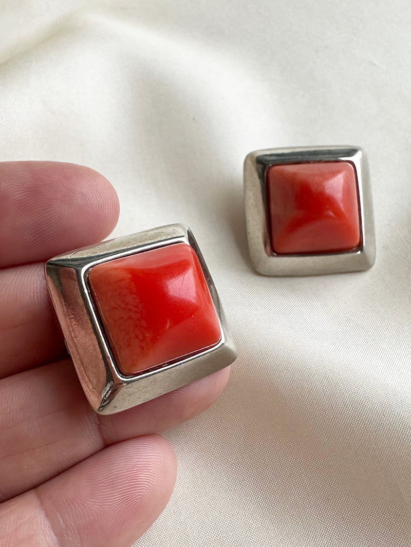 Vierkante clip oorbellen