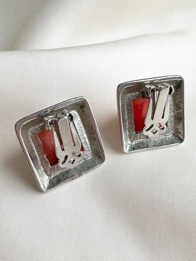 Vierkante clip oorbellen