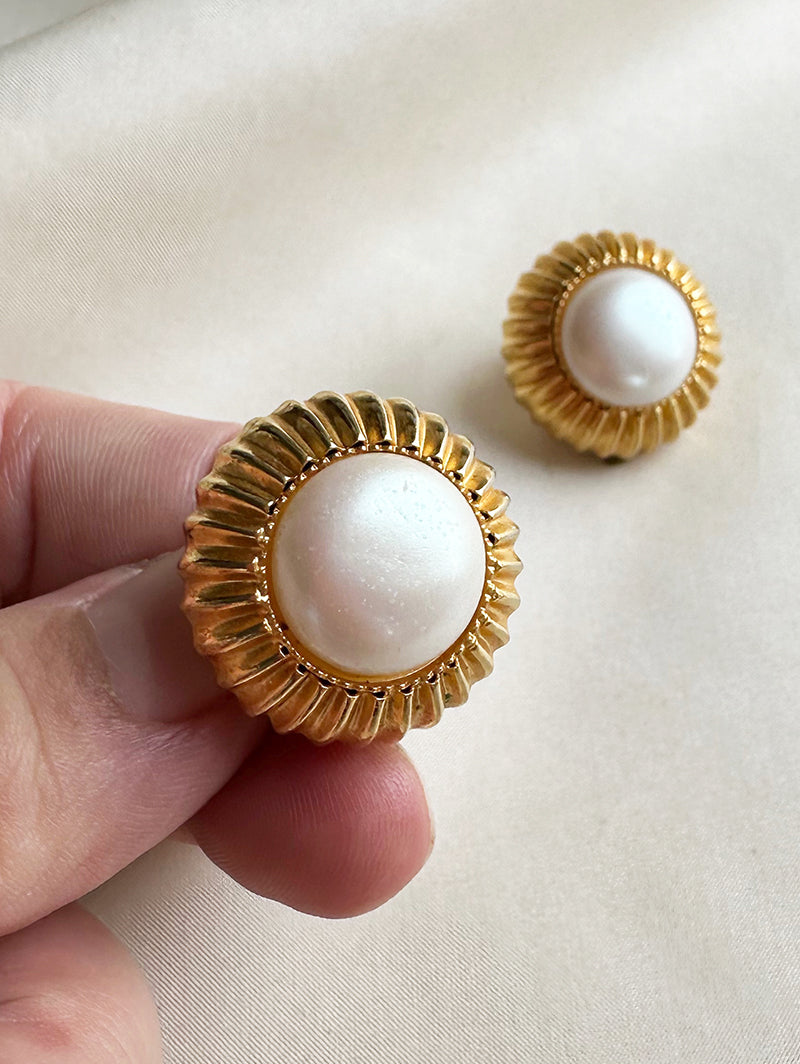 Ronde faux parel oorbellen