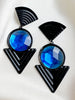Zwart/blauwe statement oorbellen