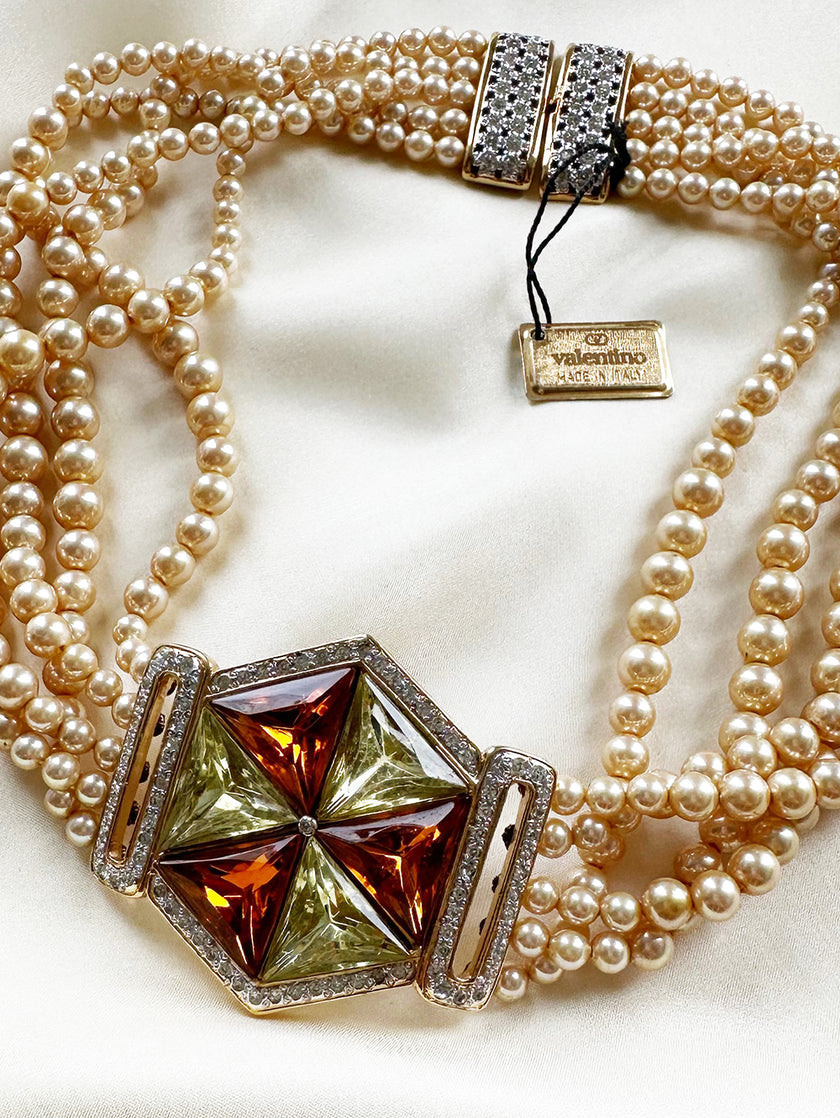 Parelcollier met strass details