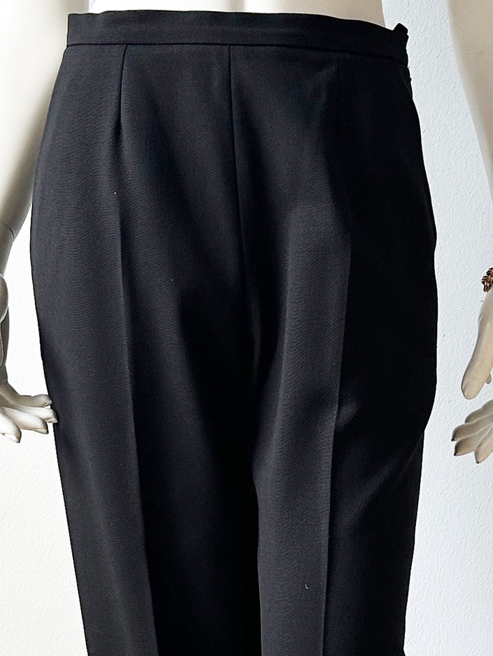 GERESERVEERD Zwarte scheerwollen designer pantalon