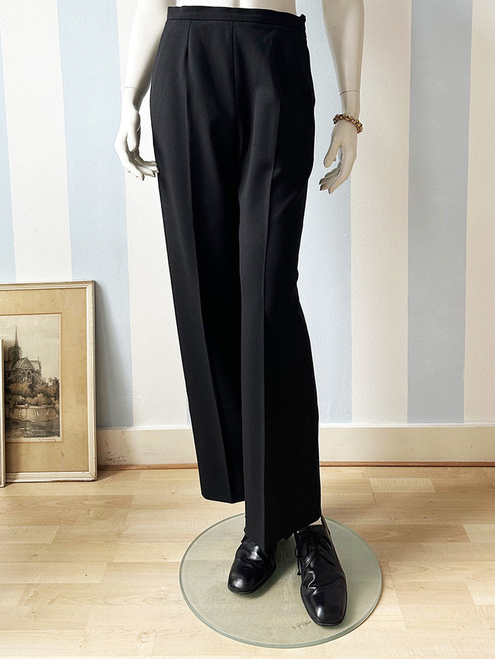 GERESERVEERD Zwarte scheerwollen designer pantalon