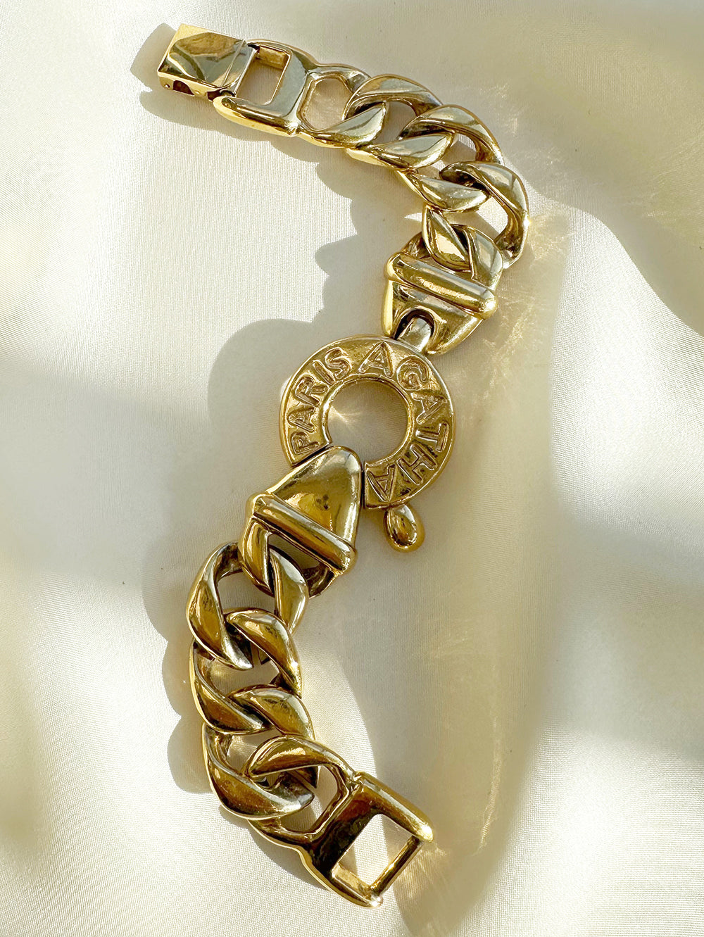 Vergulde chunky designer armband