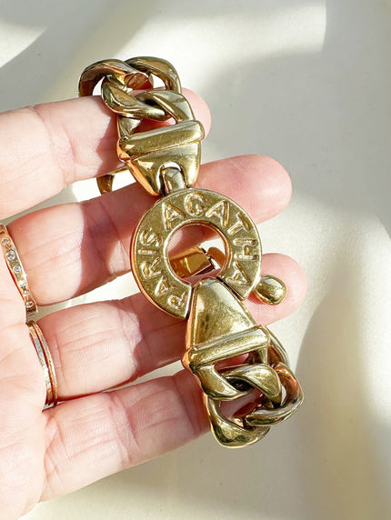 Vergulde chunky designer armband