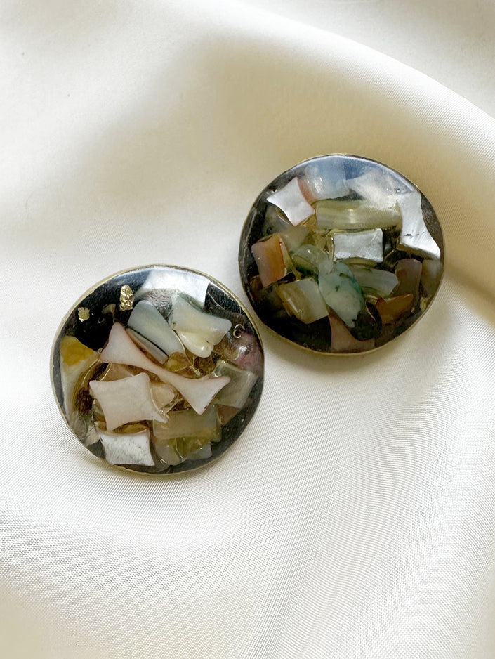 Ronde kunststof clip oorbellen