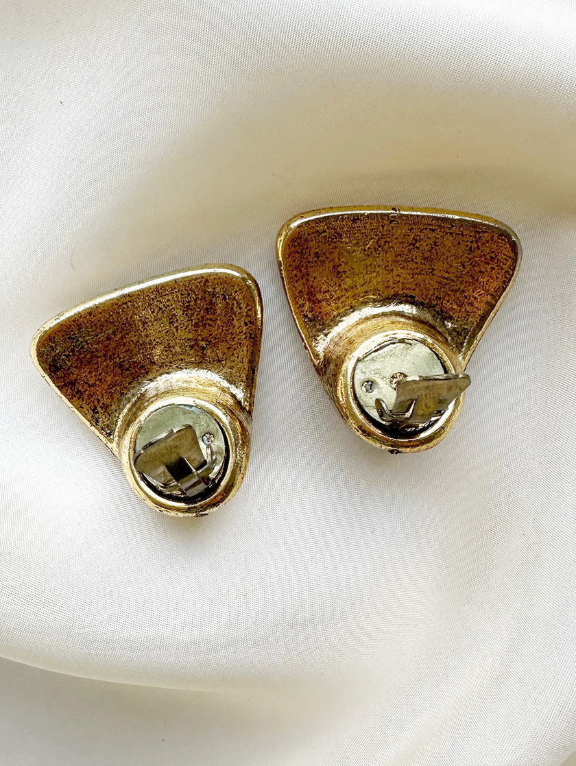 Vergulde clip oorbellen