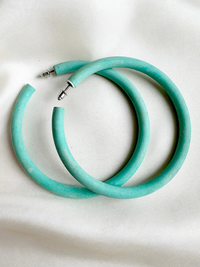 80s grote turquoise oorringen