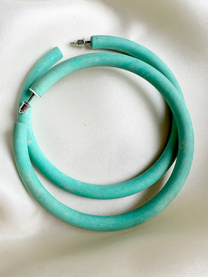 80s grote turquoise oorringen