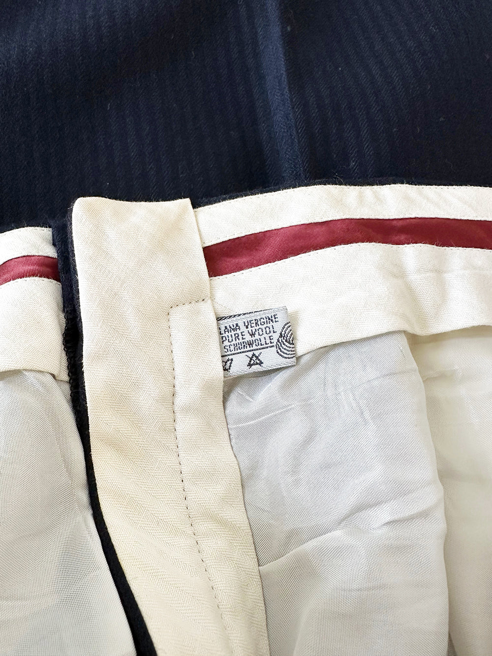 Donkerblauwe wollen designer herenpantalon
