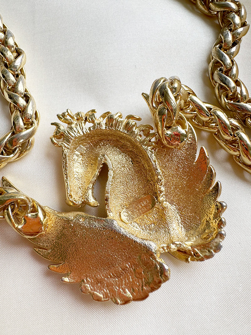 Pegasus vergulde designer collier
