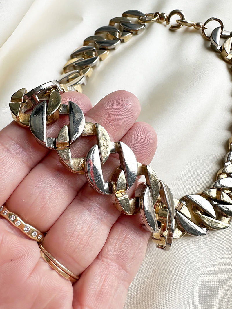 Goud/zilveren chunky schakelketting