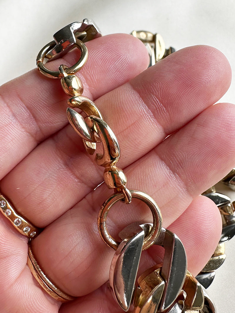 Goud/zilveren chunky schakelketting