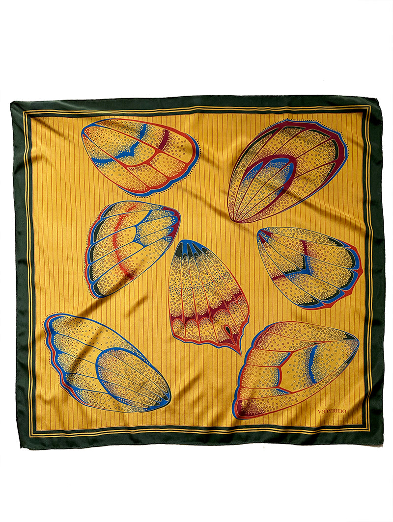 Okergele zijden designer sjaal