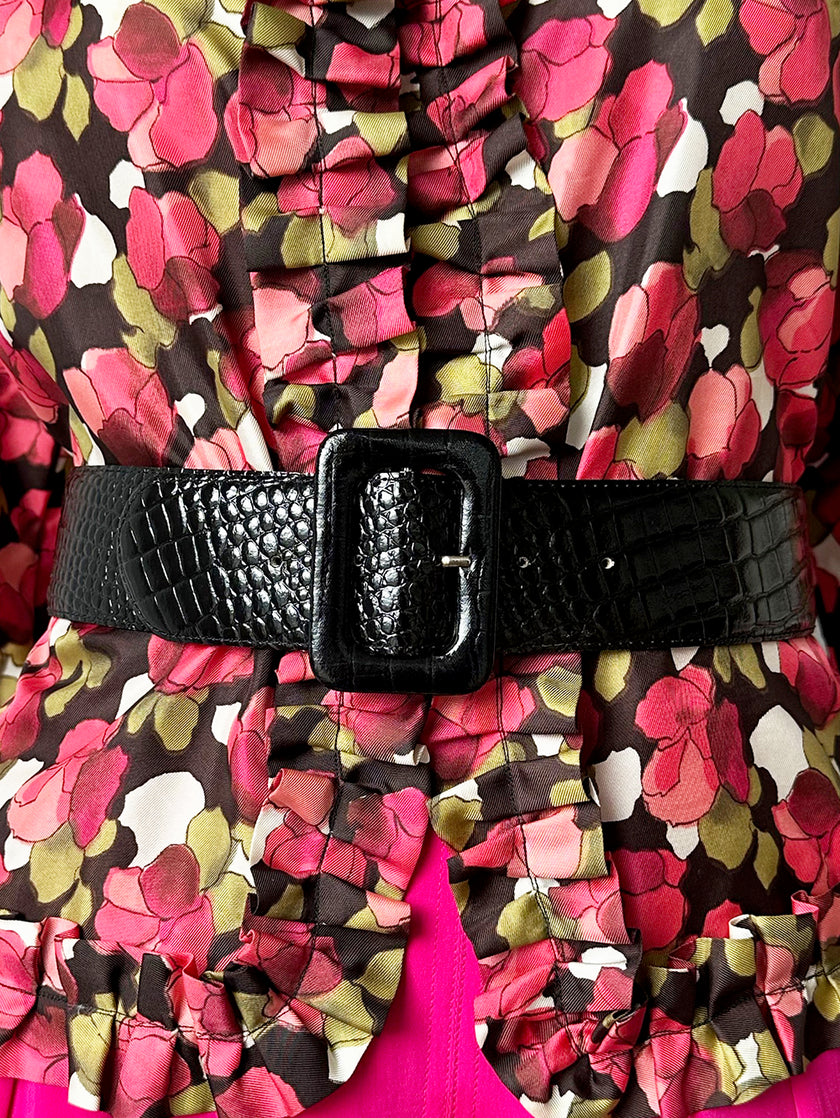 Zwarte brede kroko ceintuur