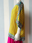 Gele zijden designer printtop