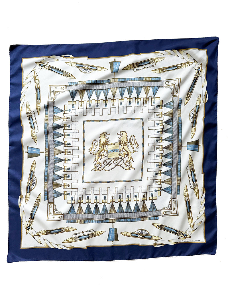 Zijden designer sjaal met schietspoelen