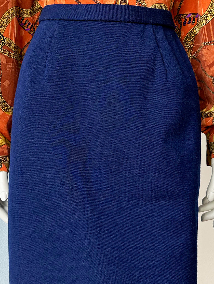 Inktblauwe wollen kokerrok