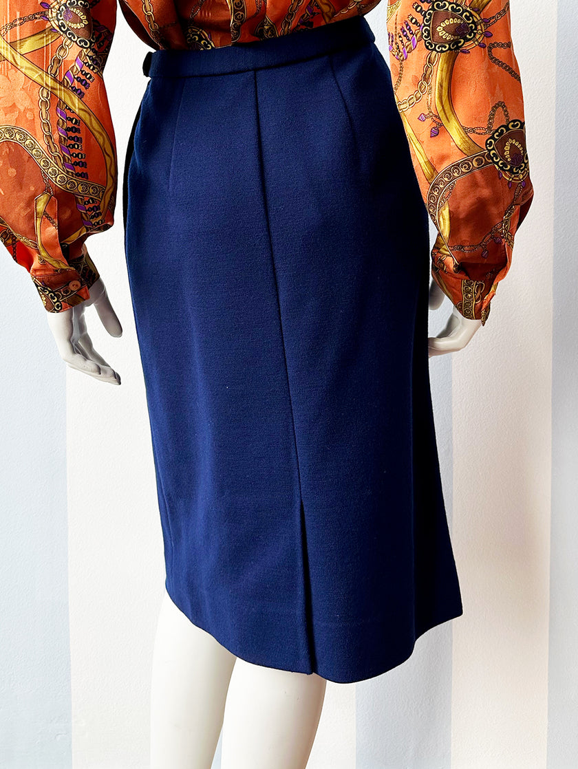 Inktblauwe wollen kokerrok