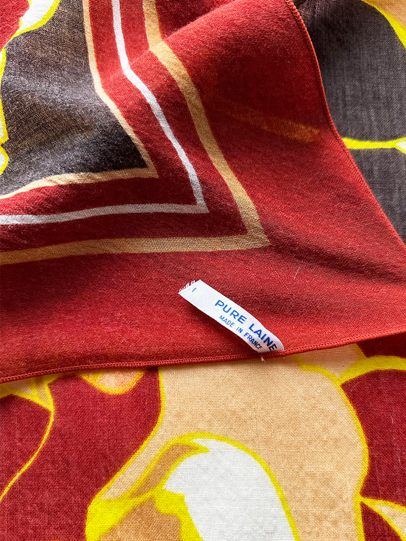 Rood/bruine floral wollen sjaal