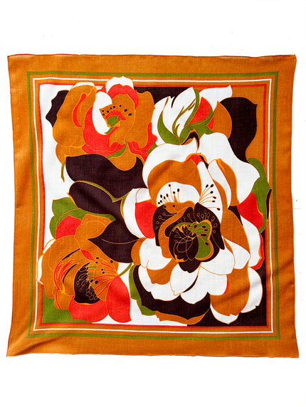 Oranje floral wollen sjaal