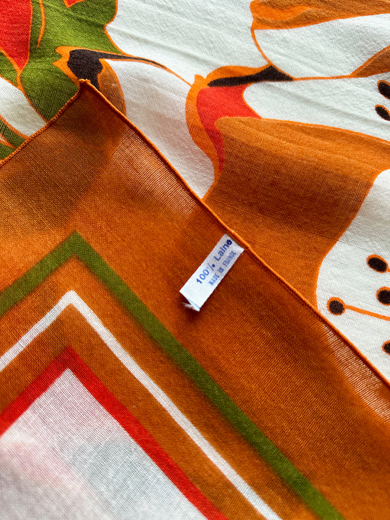 Oranje floral wollen sjaal