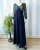 Blauwe 70s Trevira maxijurk