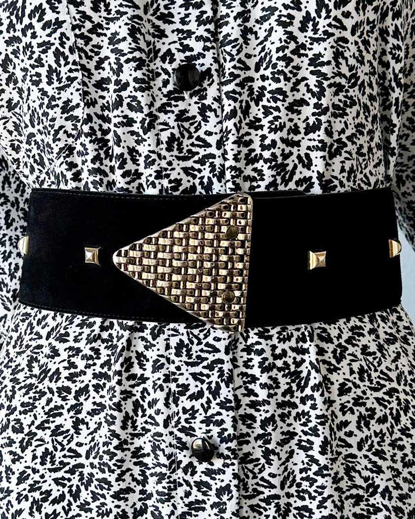 Zwarte brede suede ceintuur