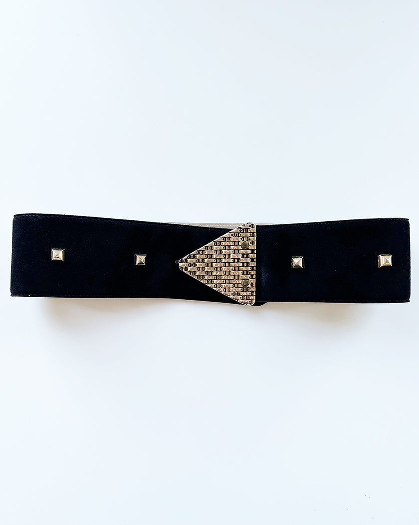 Zwarte brede suede ceintuur