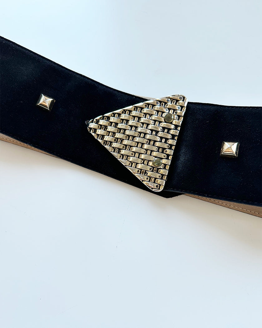 Zwarte brede suede ceintuur